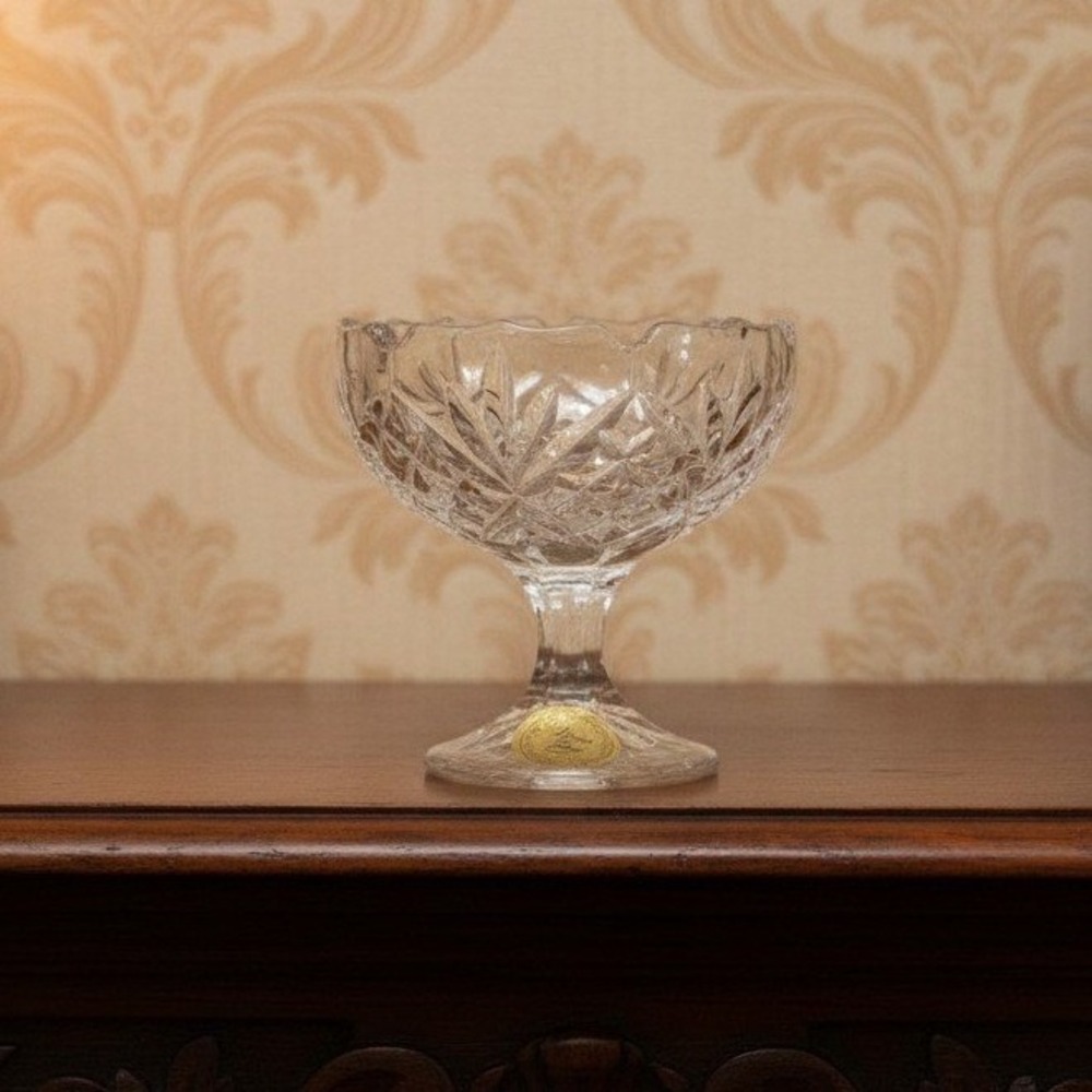 Princess House Royal Highlights Footed Dessert Bowl #801, Vtg Crystal Stemware
